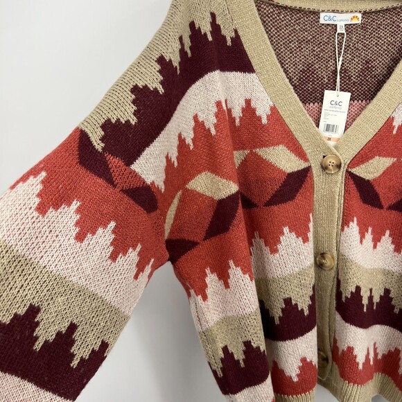 Women's Plus Size 2x Cardigan Sweater C&C California Aztec - Picture 12 of 12
